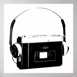 Poster 80's Portable Cassette Player, Walkman.