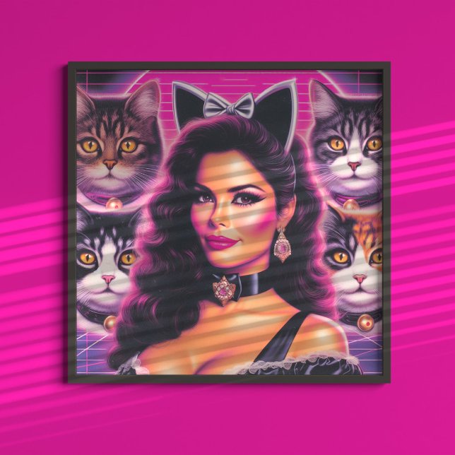 Poster 80s Retrowave Cat Woman (Créateur téléchargé)