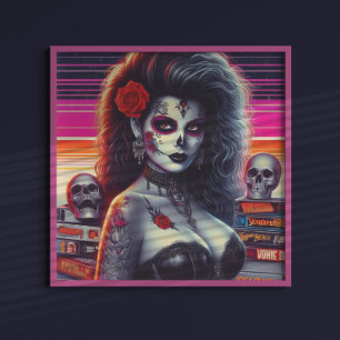 Poster 80s Retrowave Goth Girl