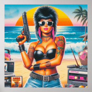 Poster 80s Retrowave Punk Girl