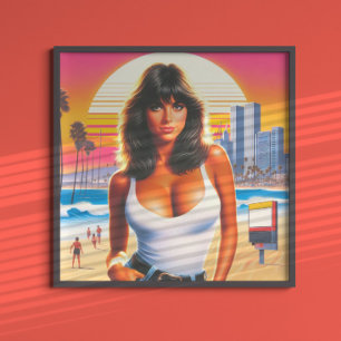 Poster 80s Rétrowave Summer Girl