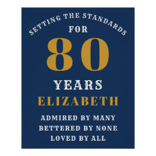 Poster 80th Birthday Standards Blue & Gold Ajouter votre 