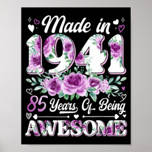 Poster 85 ans fabriqués en 1941 Floral 85e anniversaire