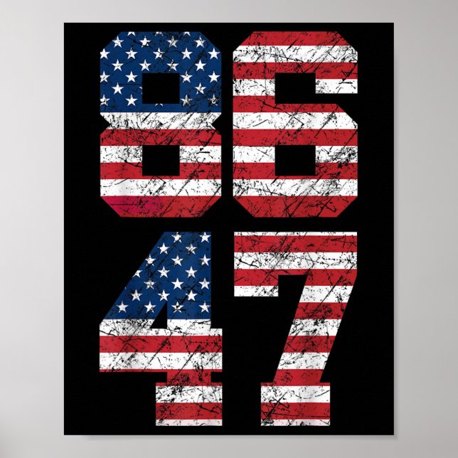 Poster 8647 Anti Trump 86 47 Retro Anti-Trump Drapeau Amé (Devant)