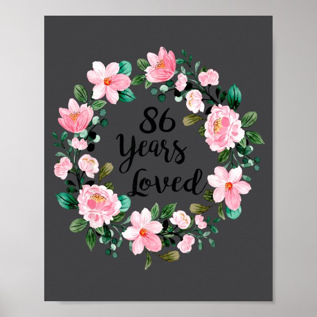 Poster 86 Years Loved Men Women 86 Years Old Cool 86th Bi (Devant)