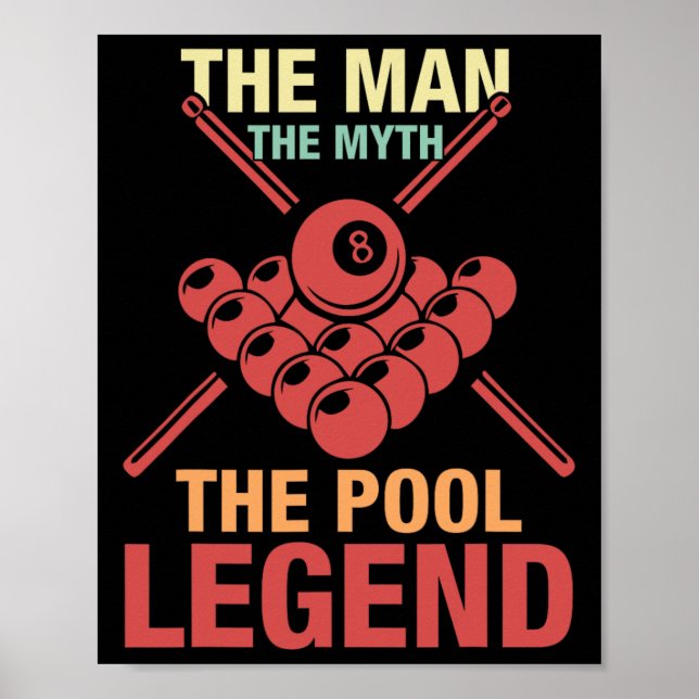 Poster 8 Ball Pool Joueur L'Homme Le Mythe Le Pool Billi (Devant)