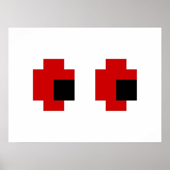 Poster 8 bits Éffrayants yeux rouges (Devant)