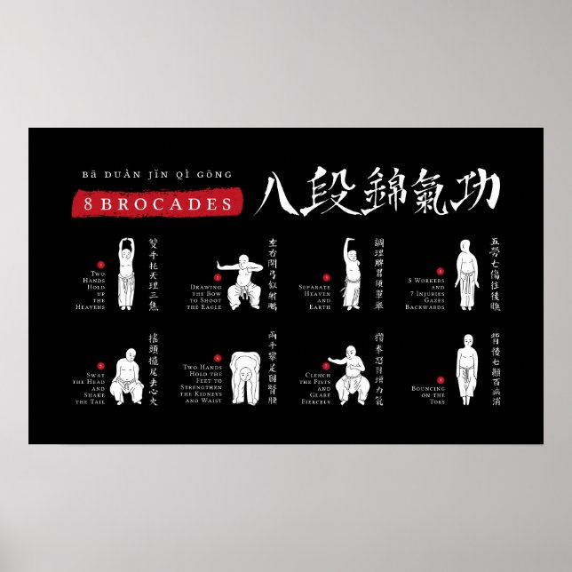 Poster 8 Brocades Ba Duan Jin QiGong (Devant)