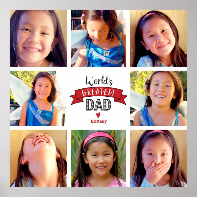Poster 8 Photo Collage moderne "Le plus grand papa du mon (Devant)