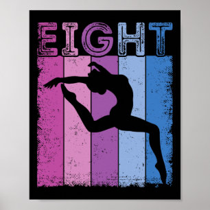 Poster 8e anniversaire Gymnastique 8 ans Danser Girl Gymn