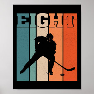 Poster 8e anniversaire rétro hockey sur glace 8 ans garço