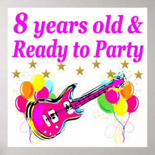 POSTER 8E ANNIVERSAIRE ROCK STAR ROCK N ROLL DESIGN
