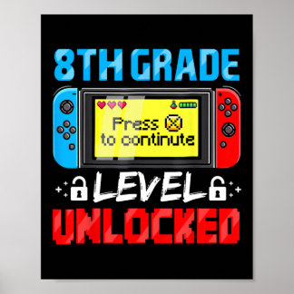 Poster 8th Grade Level Unlocked Gamer First Day Of School