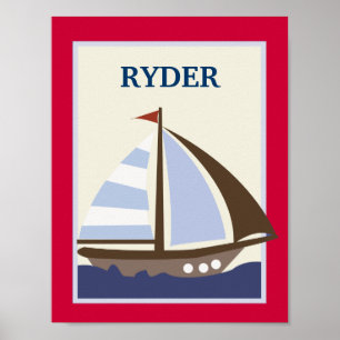 Poster 8X10 BATEAU À VOILE Nautique Pépinière d'art Impri