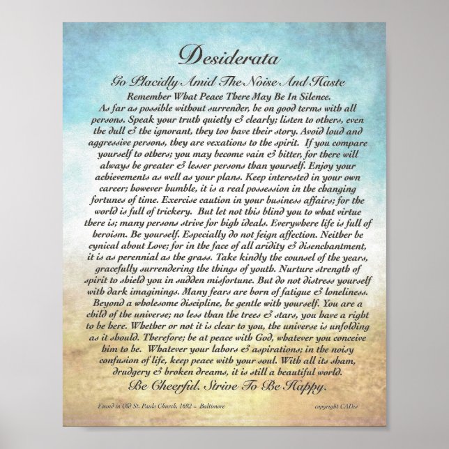 Poster 8x10 Desiderata Poem & autres tailles aussi! (Devant)