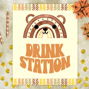 Poster 8x10 Drink Station Ours Boho Woodland Anniversaire