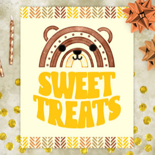 Poster 8x10 Sweets Boho Woodland Bear Anniversaire Desser