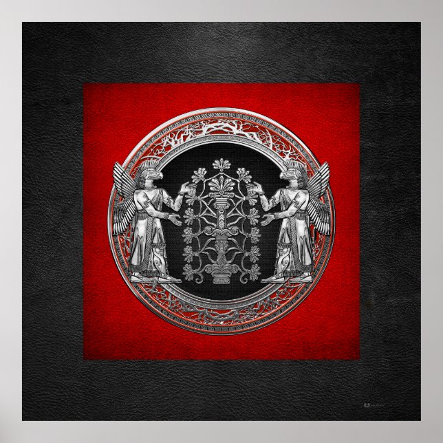 Poster [900] Deux Ninurtas d'argent avec arbre de vie (Devant)