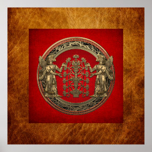 Poster [900] Deux Ninurtas d'or avec arbre de vie