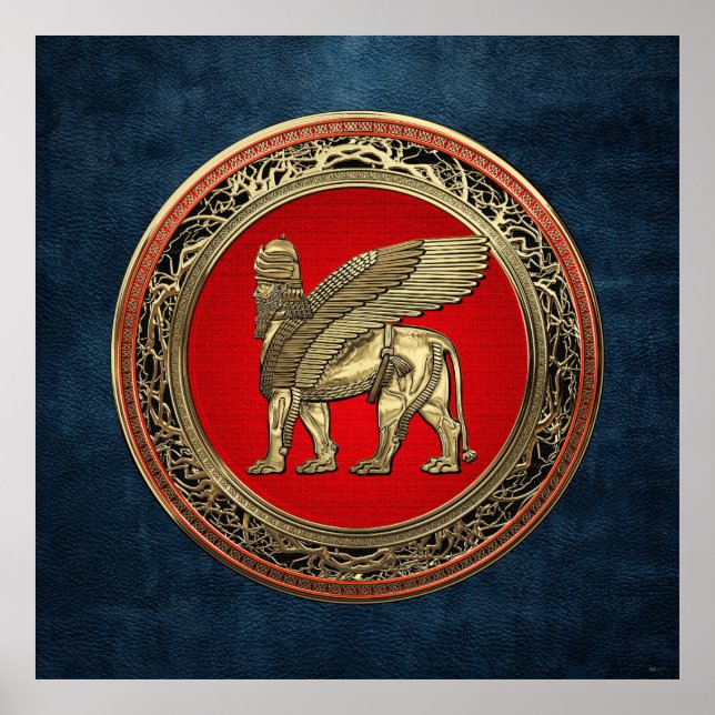 Poster [900] Lion ailé assyrien - Lamassu d'or (Devant)