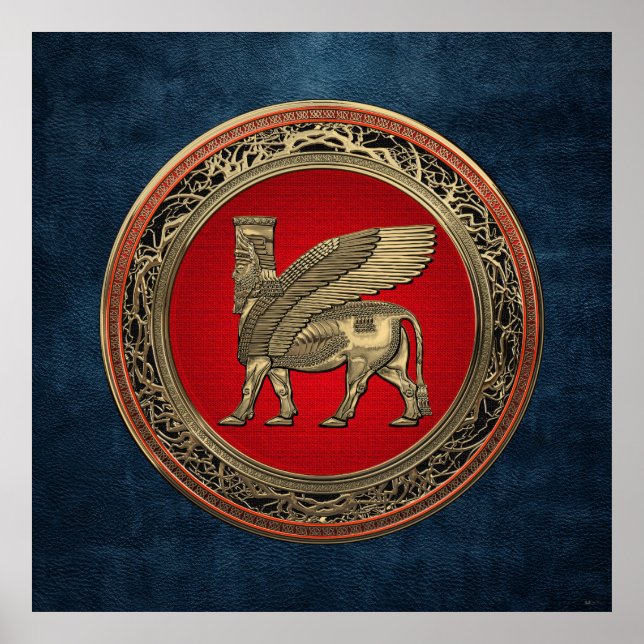 Poster [900] Taureau ailé assyrien - Lamassu d'or (Devant)