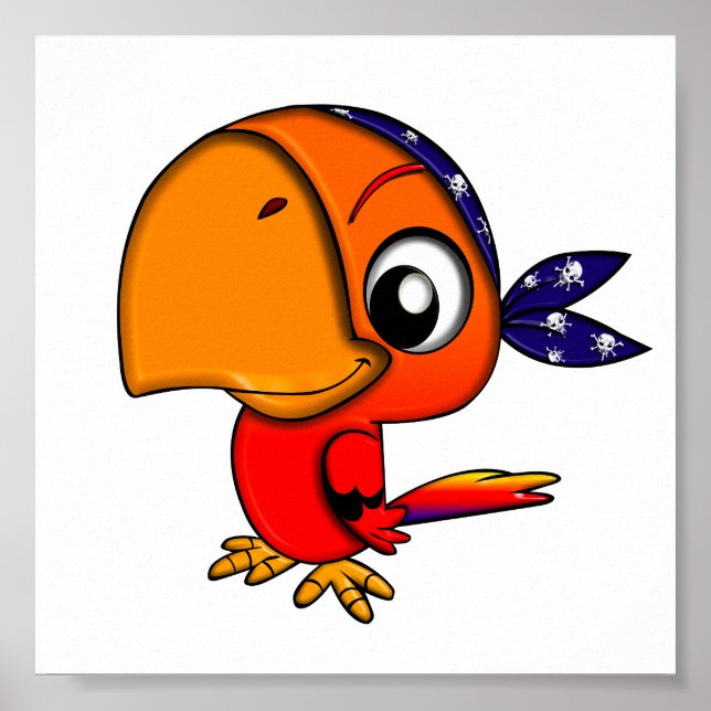 POSTER 906 CARTOON CUTE DE PIRATE DE PARROT (Devant)