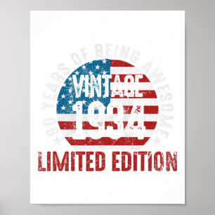 Poster 90e anniversaire Vintage 19&# Drapeau Usa Patriot
