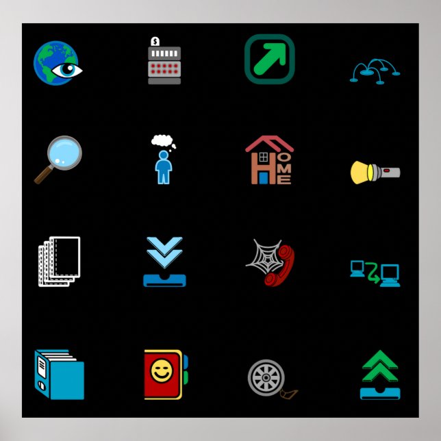 Poster 90s Retro Tech and Web Icon Pattern (Devant)