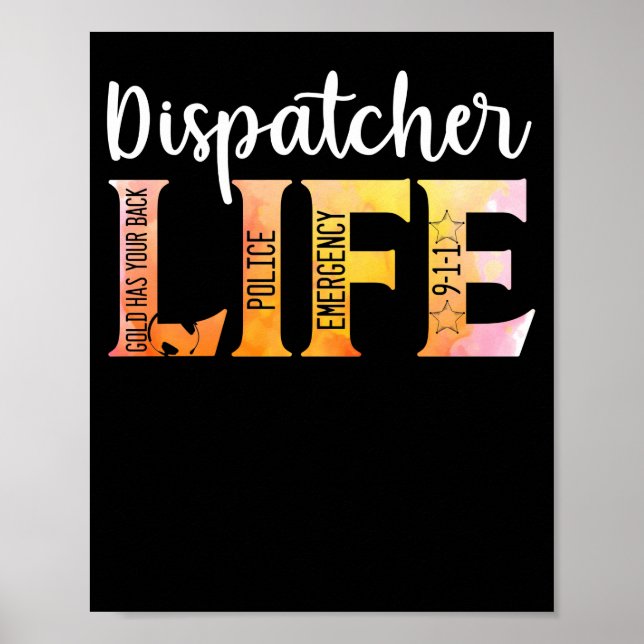 Poster 911 Police Emergency Dispatcher Life Gold (Devant)