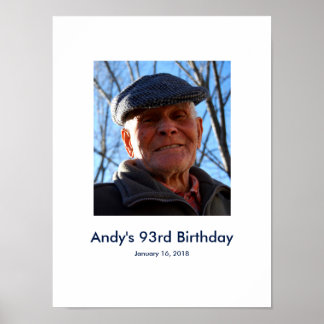 Poster 93e anniversaire photo personnalisée Connexion Par