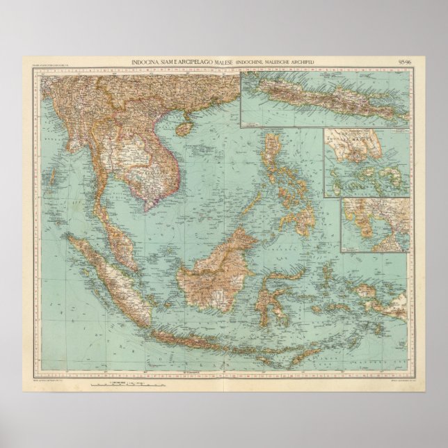 Poster 9596 Indocina, Siam, Arcipelago Malese (Devant)