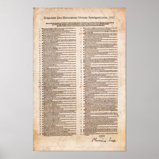 Poster 95 Thèses de Martin Luther : Réforme protestante