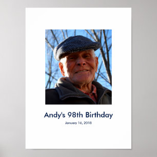 Poster 98e anniversaire photo personnalisée Connexion Par