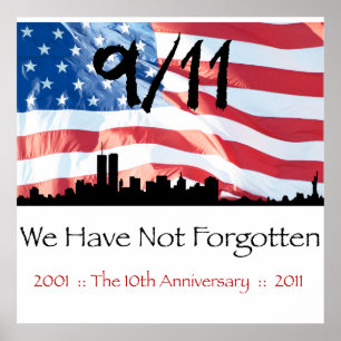 Poster 9/11 10ème anniversaire WTC et le drapeau