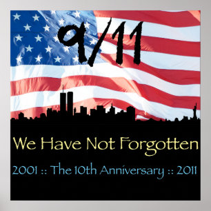 Poster 9/11 10ème anniversaire WTC et le drapeau