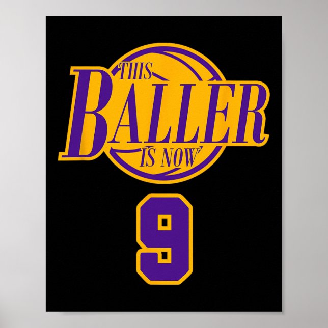 Poster 9 Ans Basketball Baller Purple Et (Devant)
