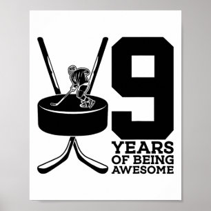 Poster 9 ans d'être formidable Hockey sur glace 9e annive