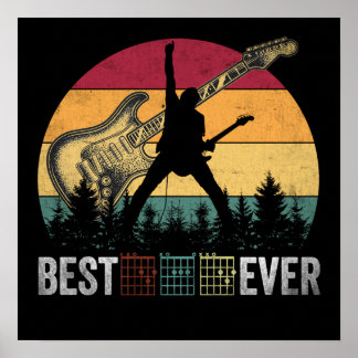 Poster 9 Guitariste Papa Accord de Guitare Papa Coucher d