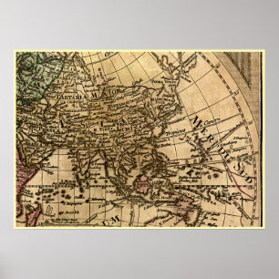 Poster 9 Panel Color Version de L'Isle World Map Frame 6