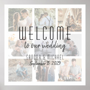 Poster 9 Photo Collage Mariage Bienvenue