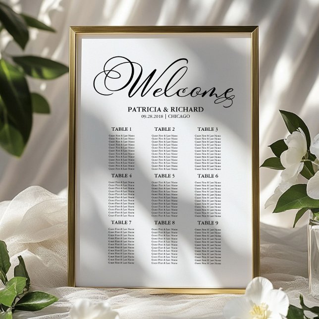 Poster 9 Tables Panneau de Plan de Table de Mariage Simpl (Créateur téléchargé)