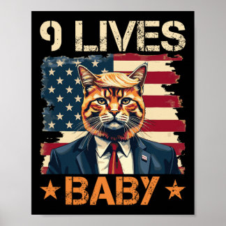 Poster 9 Vies par Trump 2024 Victoire Gagnant Trump