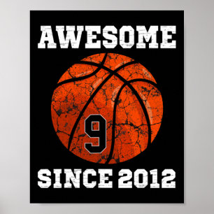 Poster 9e anniversaire Basketball Lover cadeau 9 ans Vin