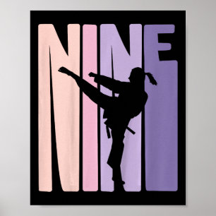 Poster 9e anniversaire Cadeau Karate Retro Taekwondo Mart