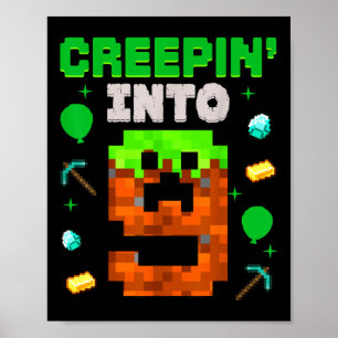 Poster 9e Anniversaire Gamer Pixel Creepin’ In 9 Video Ga