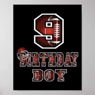 Poster 9e anniversaire garçon 9 ans de football Lover thè