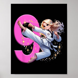 Poster 9e anniversaire Girl Martial Arts Party Taekwondo 