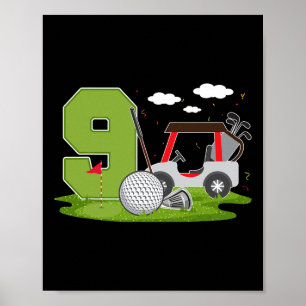 Poster 9e Anniversaire Golf 9 Anniversaire Fête Golfe