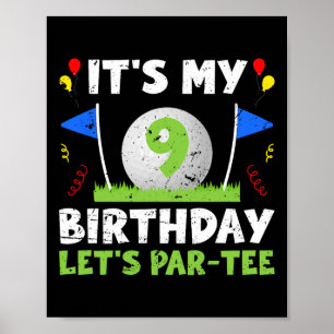 Poster 9e Anniversaire Golf Garçon de neuf ans Golfeur