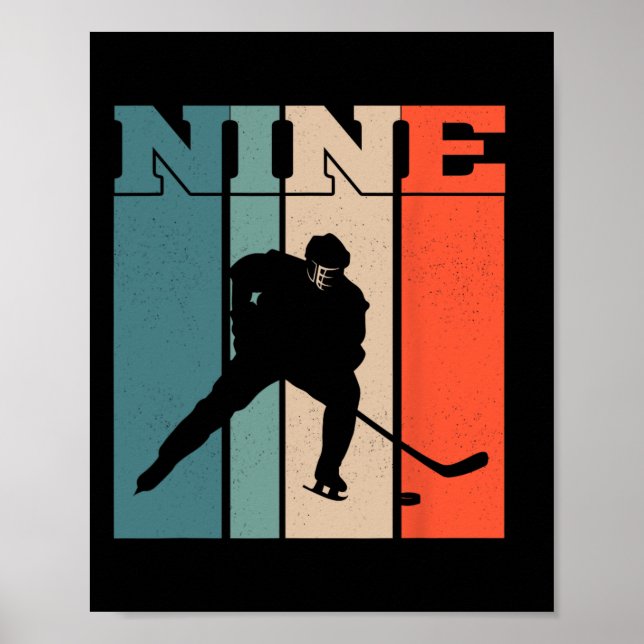 Poster 9e anniversaire Rétro Hockey sur glace 9 ans Garço (Devant)